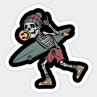 Surfing skull Sticker